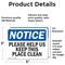 Signmission Please Help Us Keep This Place Clean, 5 in W x Rectangle, Vinyl Decal OS-2PACK-NS-D-35-L-17458 - alternate 6